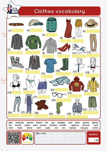 clothes vocabulary worksheet