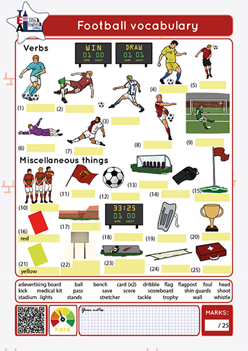 football vocabulary worksheet